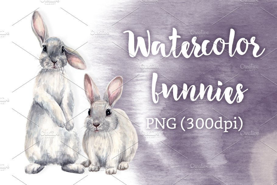 Download Easter bunnies watercolor