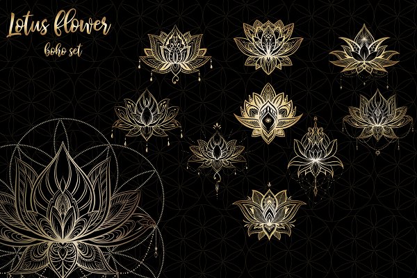 Download Lotus flower boho set