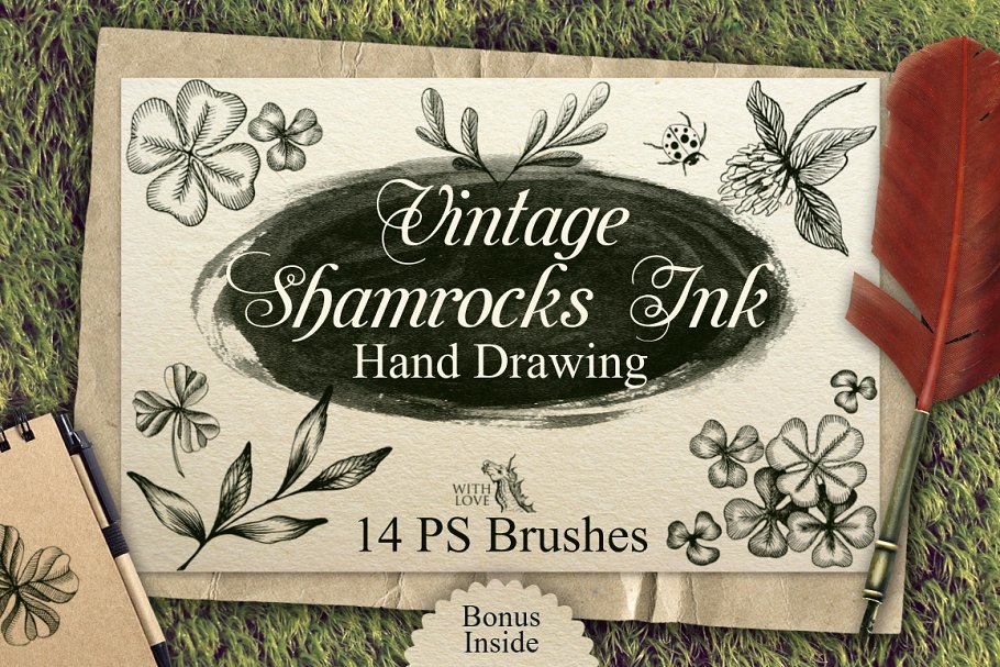 Download Shamrocks Ink Vintage PS Brushes