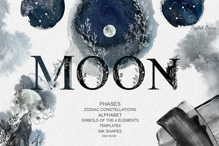 Download fhases MOON; zodiac constellations