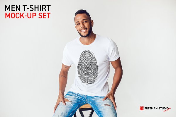Download Men T-Shirt Mock-Up Set